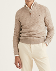 Merino Cable John Zip - Khaki