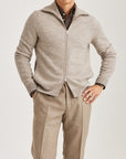 Corke Knitted Zip Jacket - Khaki