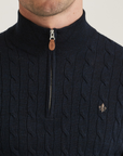 Merino Cable John Zip - Navy