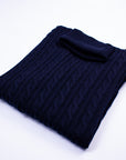 Rúllukragapeysa - Dökkblá Cable Knit