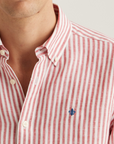 Douglas Striped Linen Shirt - Cerise