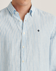 Douglas Striped Linen Shirt - Blue