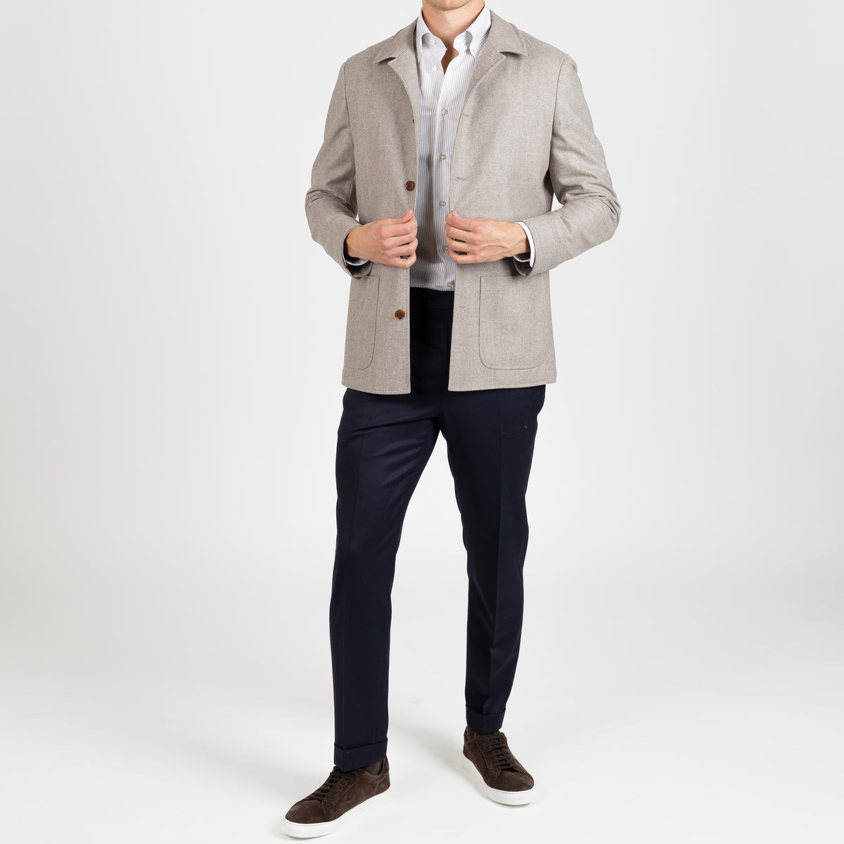 Work Jacket - Brúnn Herringbone