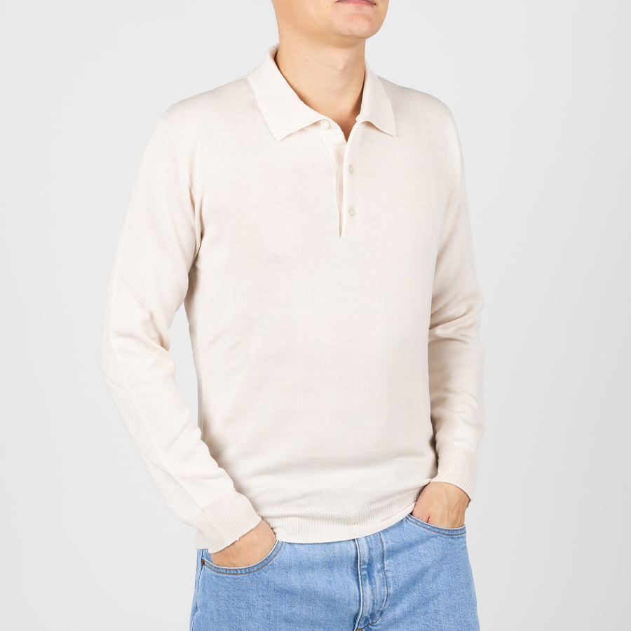 Langerma Polo - Hvítur