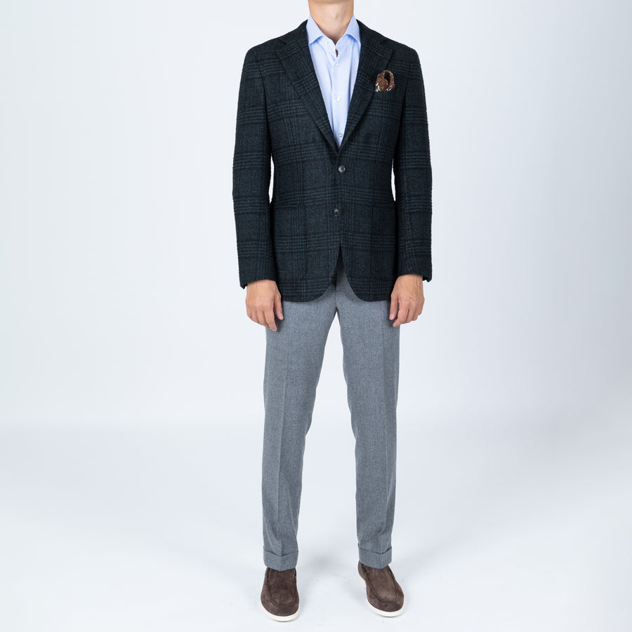 Grænn Köflóttur - Ull/Alpaca/Silki