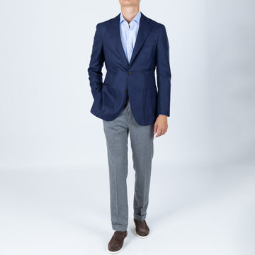 Blár Hopsack - 100% Ull