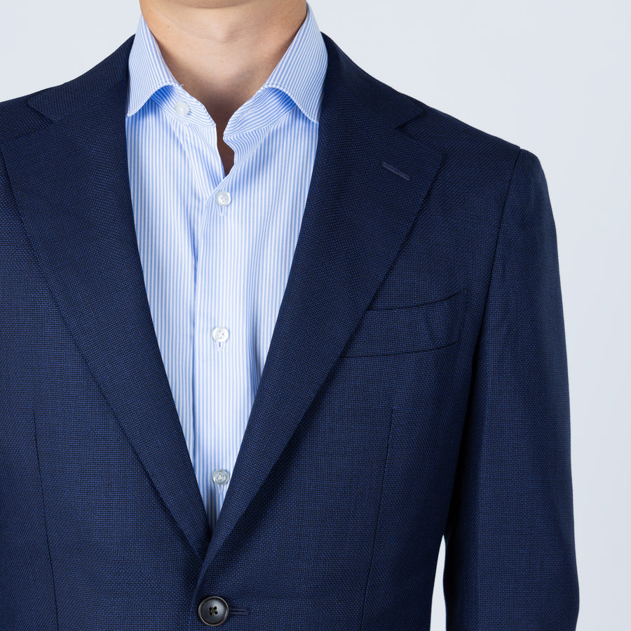 Blár Hopsack - 100% Ull