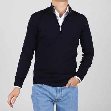 Hálfrennd Peysa - Dökkblá