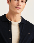 Merino Shirt Cardigan - Navy