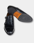 Double Monk Strap - Svart Leður