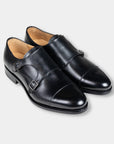 Double Monk Strap - Svart Leður