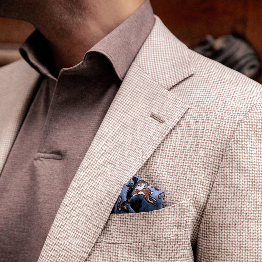 Ljósbrún Houndstooth - 100% Ull