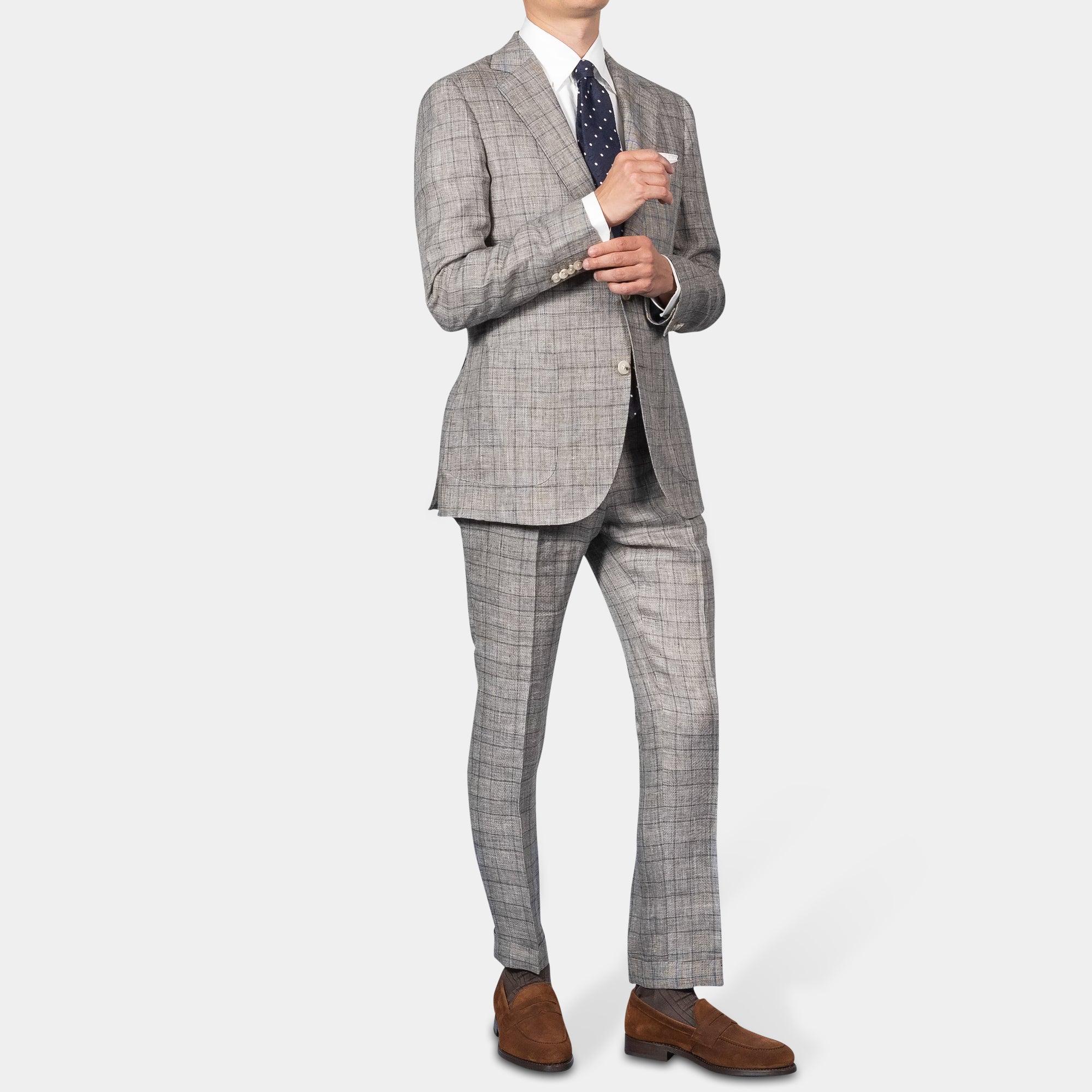 Ljósbrún Köflótt - 100% Hör