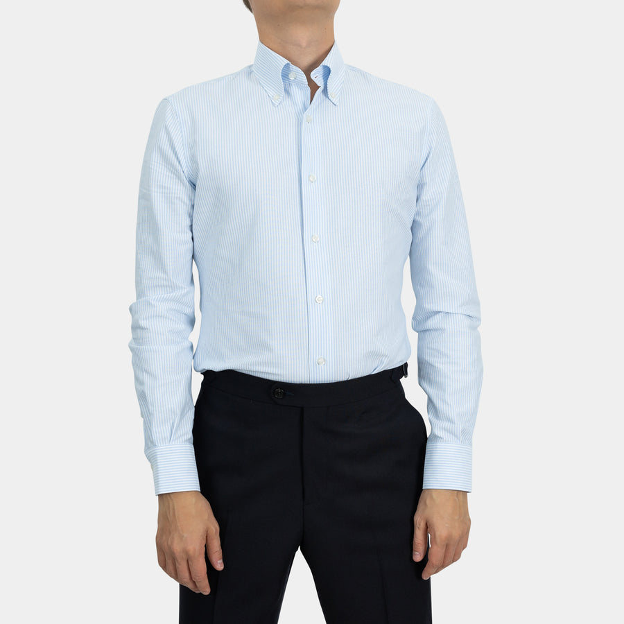 Ljósblá Röndótt Oxford - Button Down