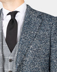 Blár Herringbone - Ull/Bómull/Alpaca/Silki