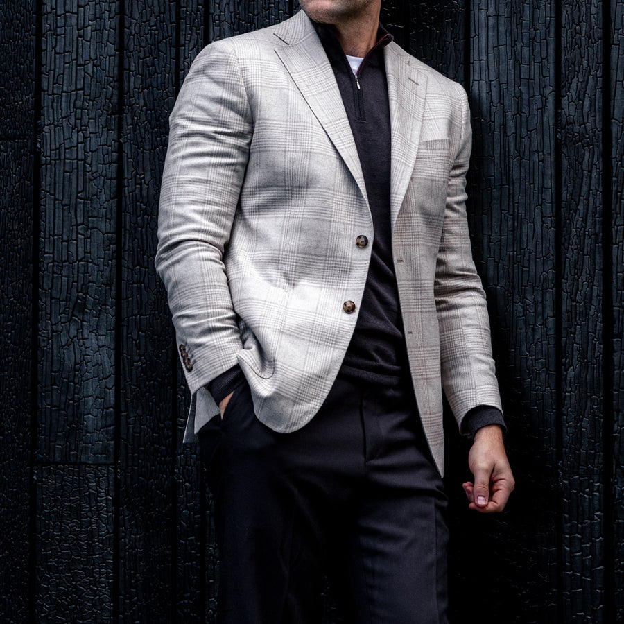 Ljósbrúnn Köflóttur - Ull/Kasmír