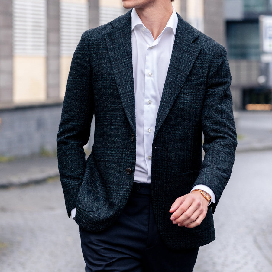 Grænn Köflóttur - Ull/Alpaca/Silki