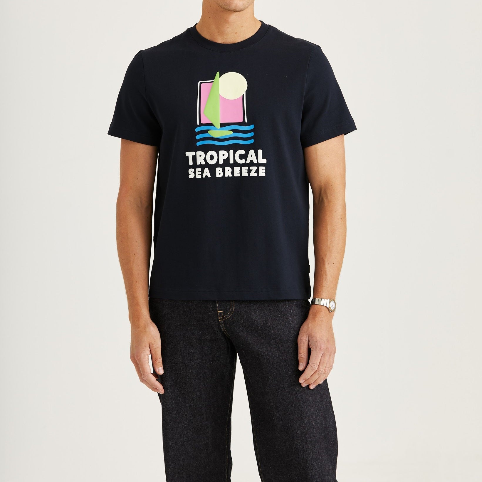 Seaton Mixed Tee - Navy
