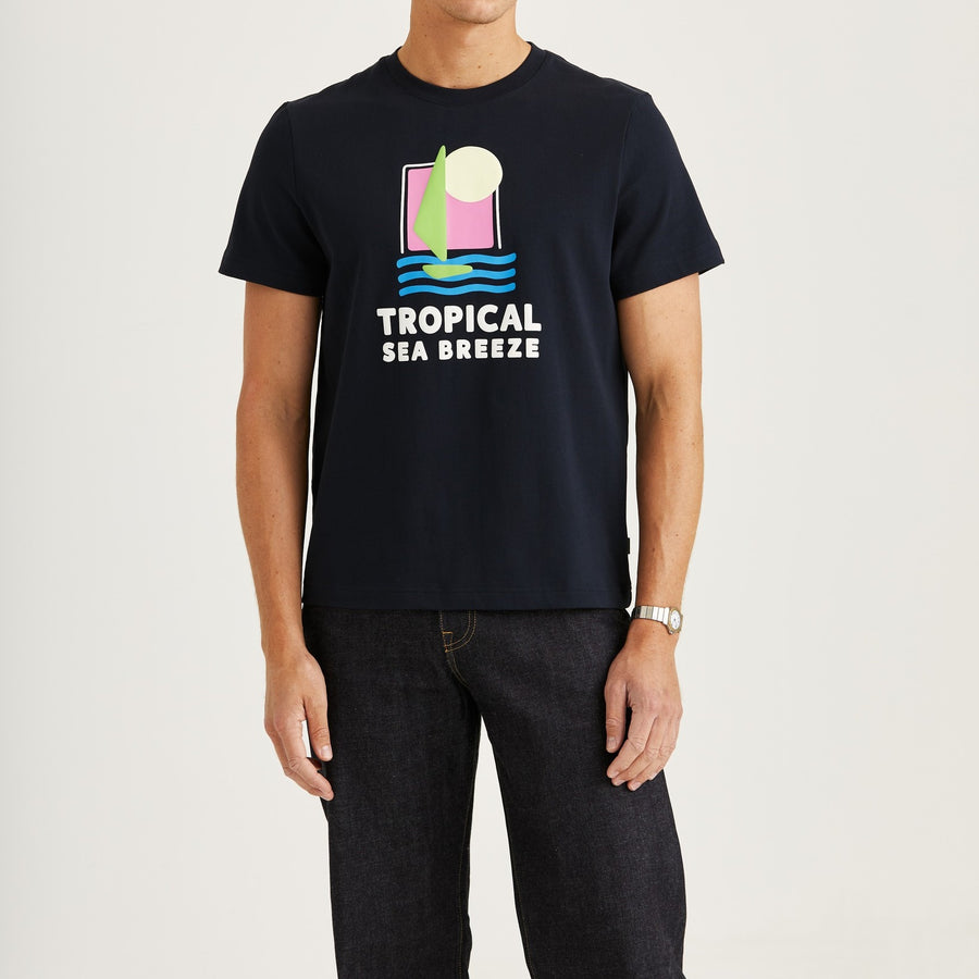 Seaton Mixed Tee - Navy