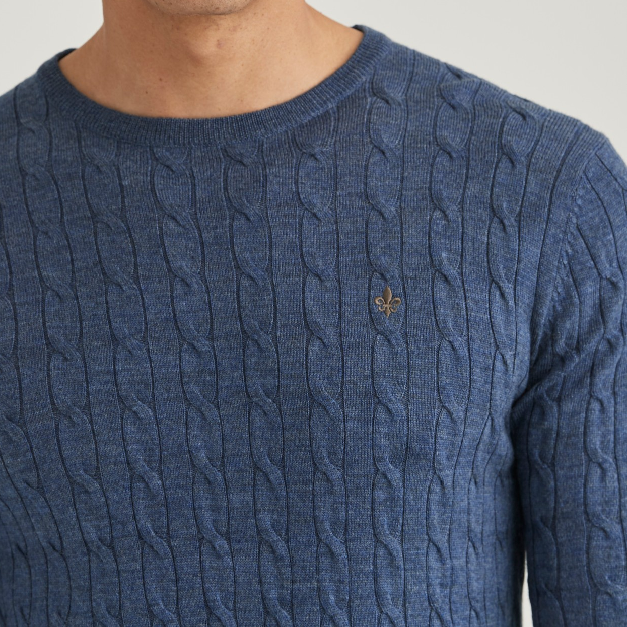 Merino Cable O-Neck - Blue