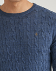Merino Cable O-Neck - Blue