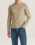 Merino Cable O-Neck - Khaki