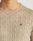 Merino Cable O-Neck - Khaki