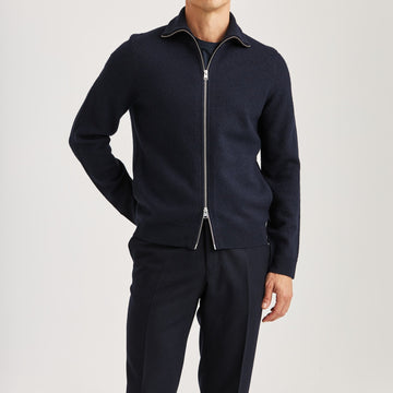 Corke Knitted Zip Jacket - Navy