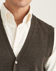 Merino Slipover Vest - Brown