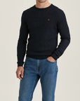 Merino Cable O-Neck - Navy