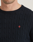 Merino Cable O-Neck - Navy