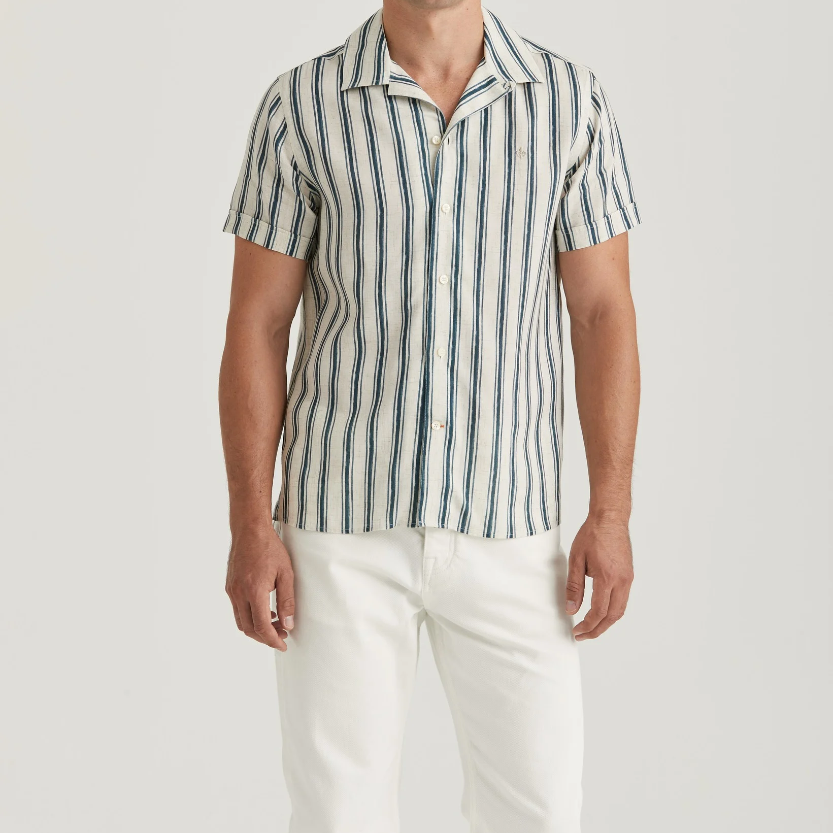 Printed Short Sleeve Shirt - Blue