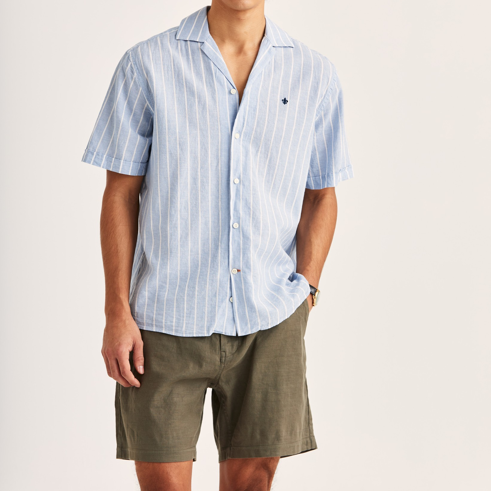 Resort Linen Short Sleeve Shirt - Light Blue