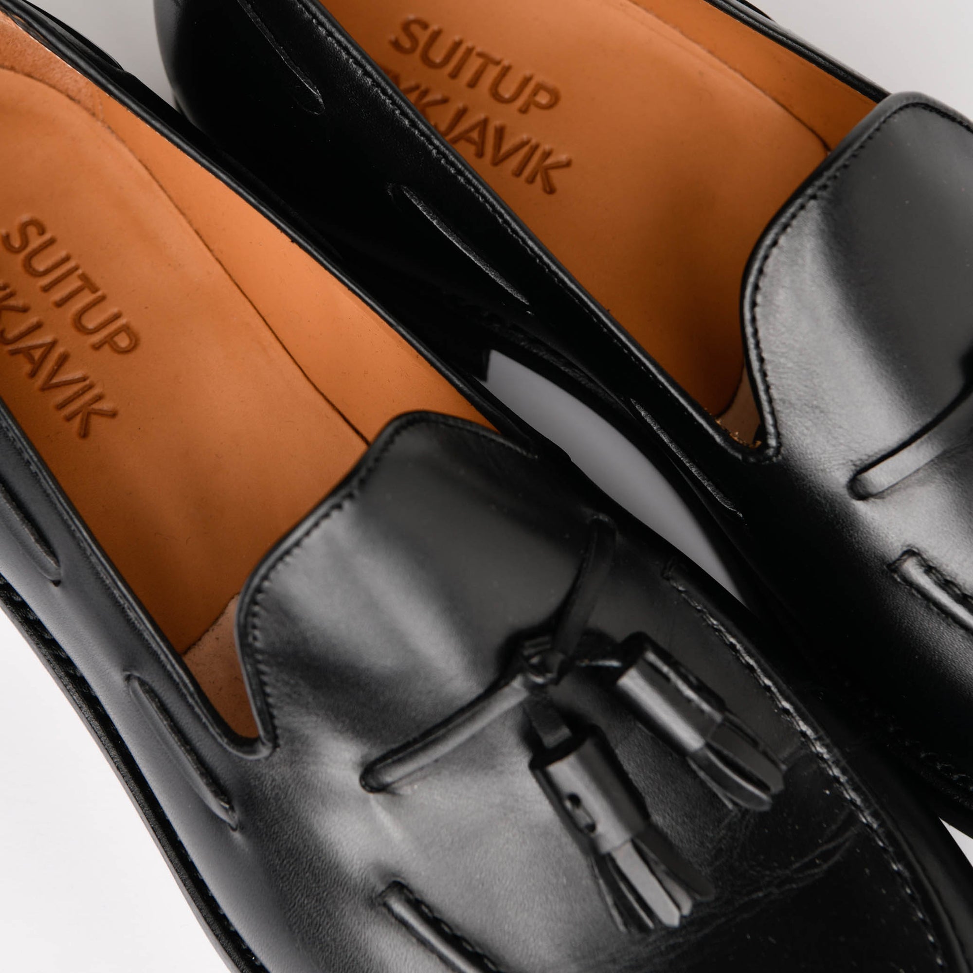 Tassel loafers - svart leður