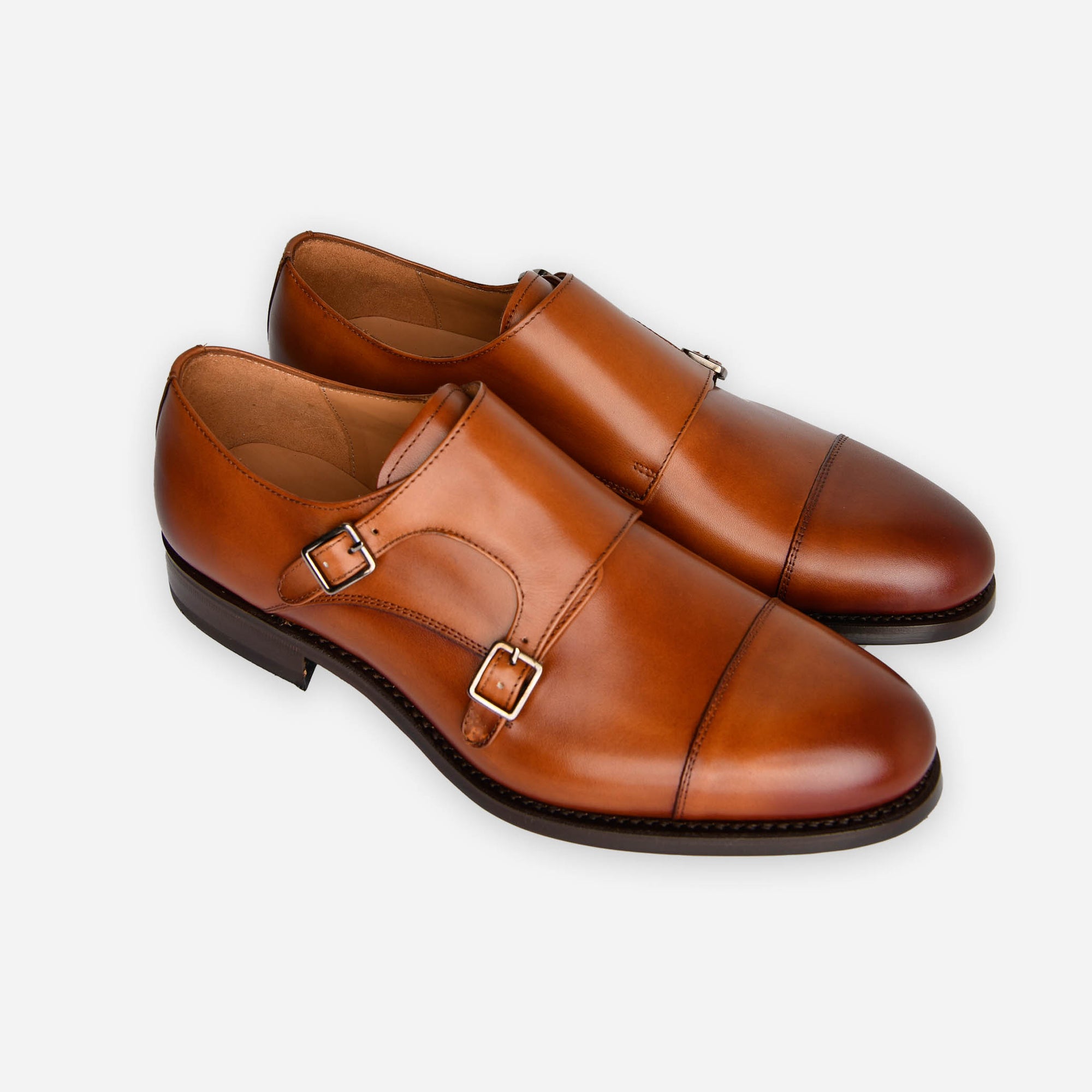 Double monkstrap - ljósbrúnt leður