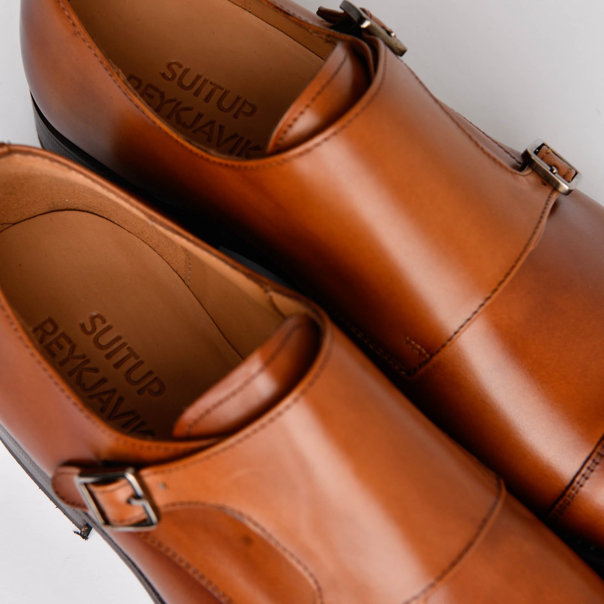 Double monkstrap - ljósbrúnt leður