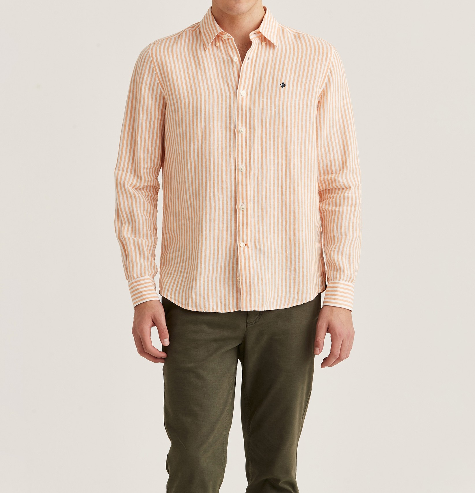 Douglas Striped Linen Shirt - Orange