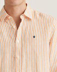 Douglas Striped Linen Shirt - Orange
