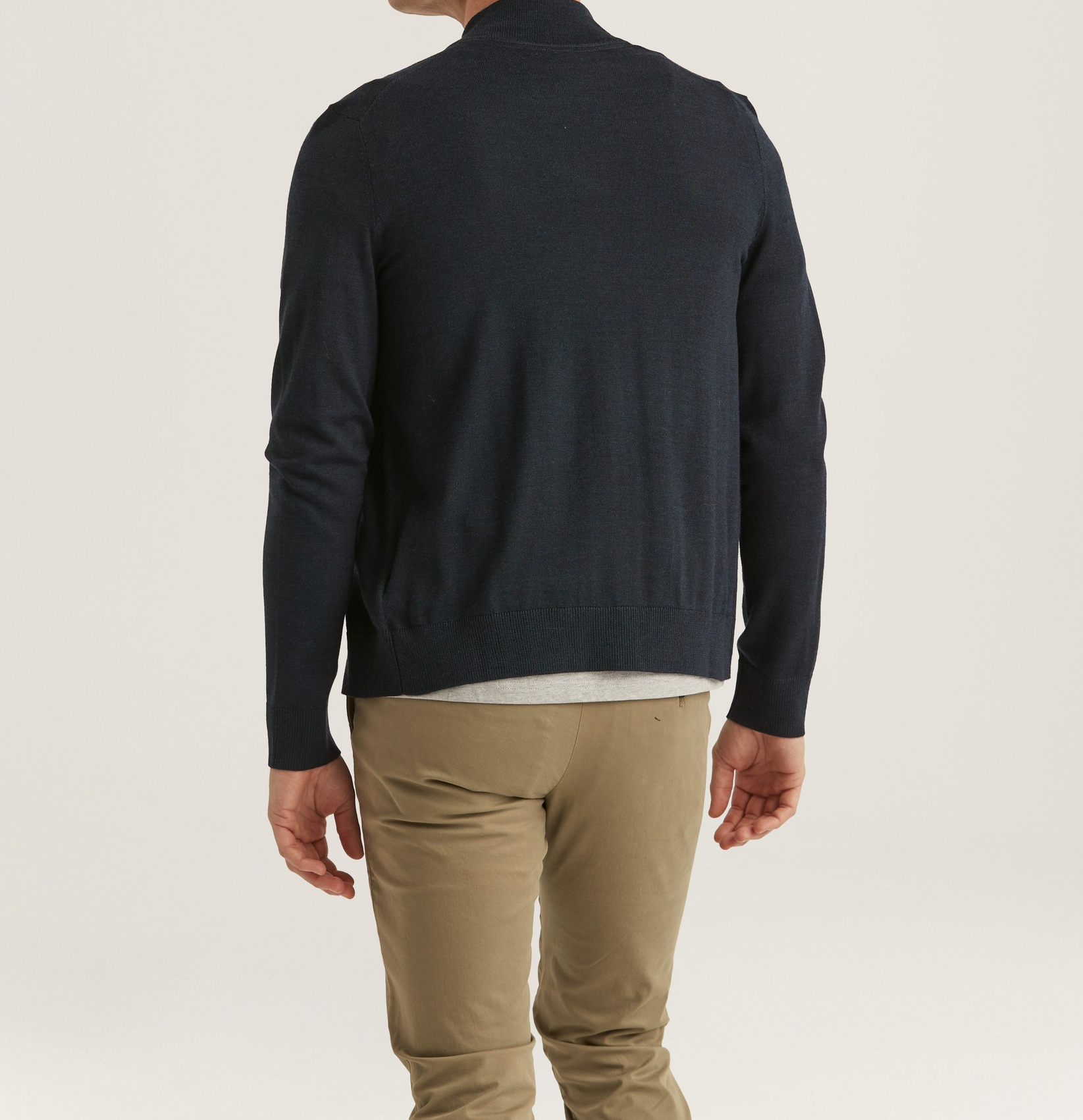 Merino Zip Cardigan - Navy